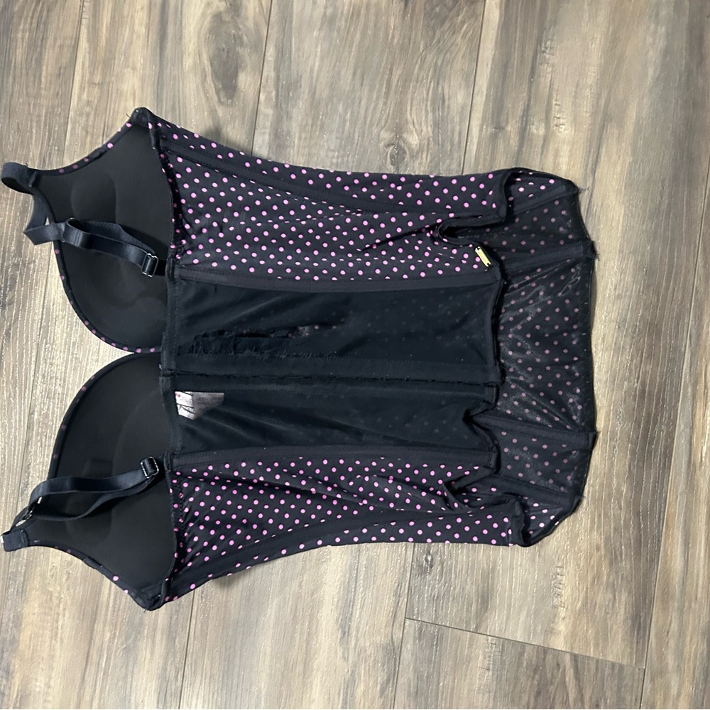 Black and Pink Polka Dot Women's Bustier - Picture 4 of 5